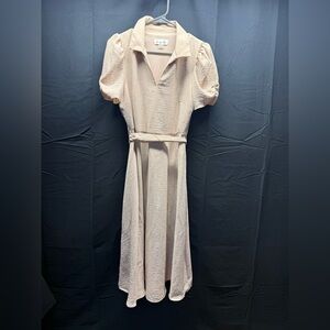 NWOT Harper Rose Cream Midi Dress with Belt Sz 8 (4ah)